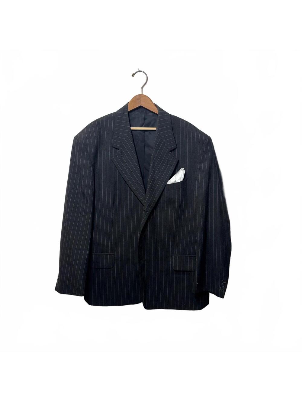 Claudio Morelli Black Pinstripe Wool Blend Suit 44 Short